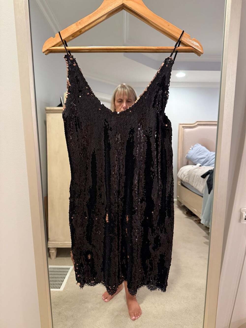 Intimately Free People Sequined Slip Mini Dress Black